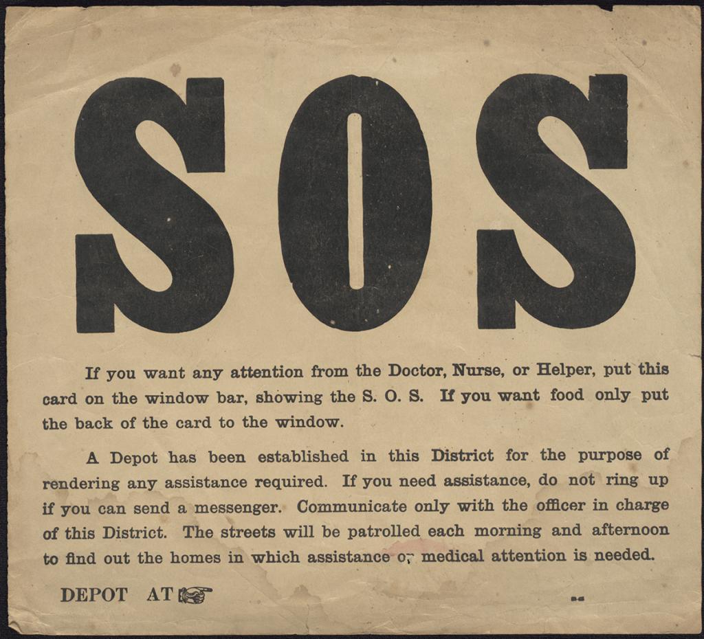 Pandemic in Parramatta - SOS card. Parramatta Municipal Council Correspondence File, 1919