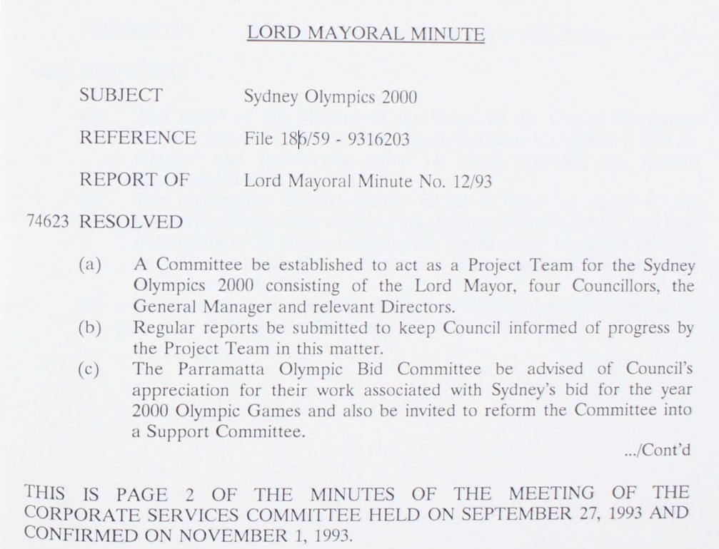 Lord Mayoral Minute