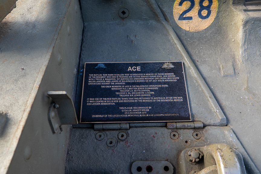 ACE Matilda tank - Lancers Memorial Museum