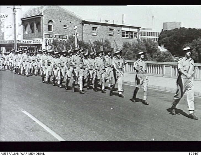 Second Army Headquarters taking part in a Victory Loan March. Parramatta 1945