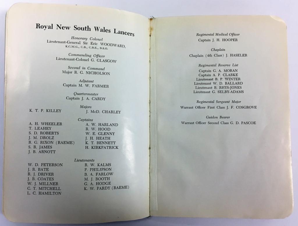 Royal New South Wales Lancers Freedom of Entry Parade Program 1959 - City of Parramatta Council Archives