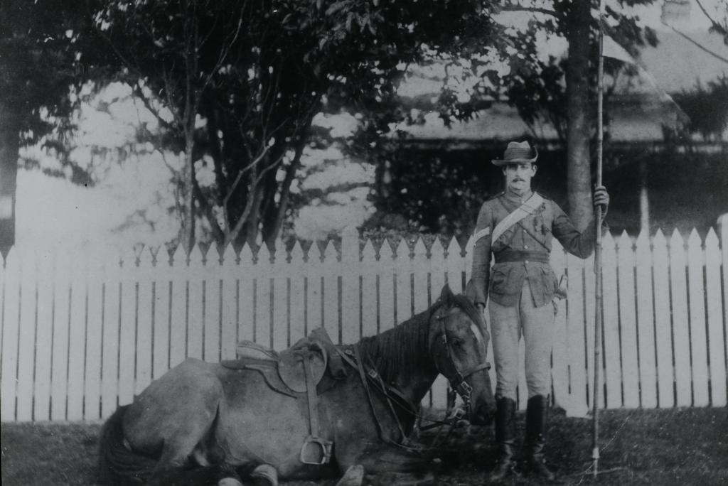 A Lancer with his horse c. 1900 - City of Parramatta Local Studies Collection. LSP01016