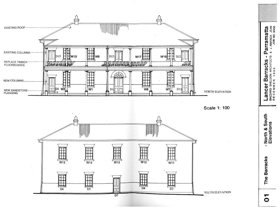 Barracks North and South Elevations