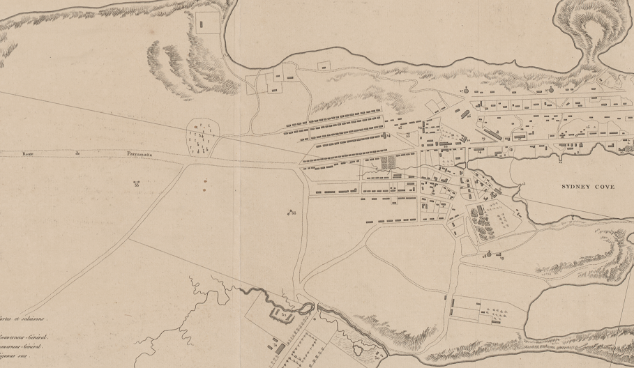 Early map showing the ‘route to Parramatta’, 1802 (National Library of Australia, Ref. 230676724)