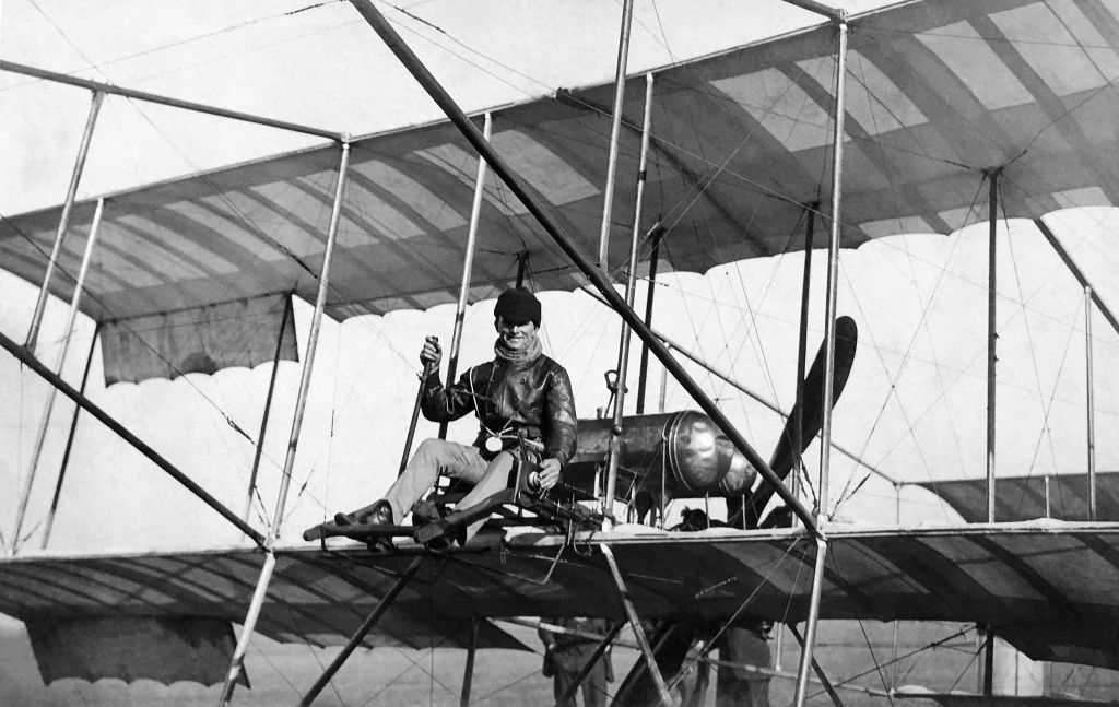 Billy Hart sitting on his Bristol Boxkite ca.1911. Image source: State Library of New South Wales
