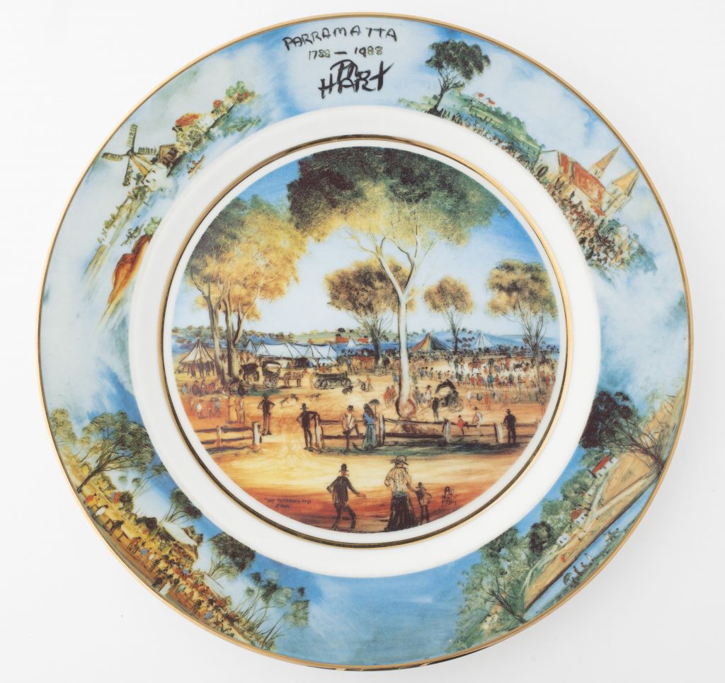 Commemorative plate: The Parramatta Fair (ID: 2021.003) - souvenir plate featured in video