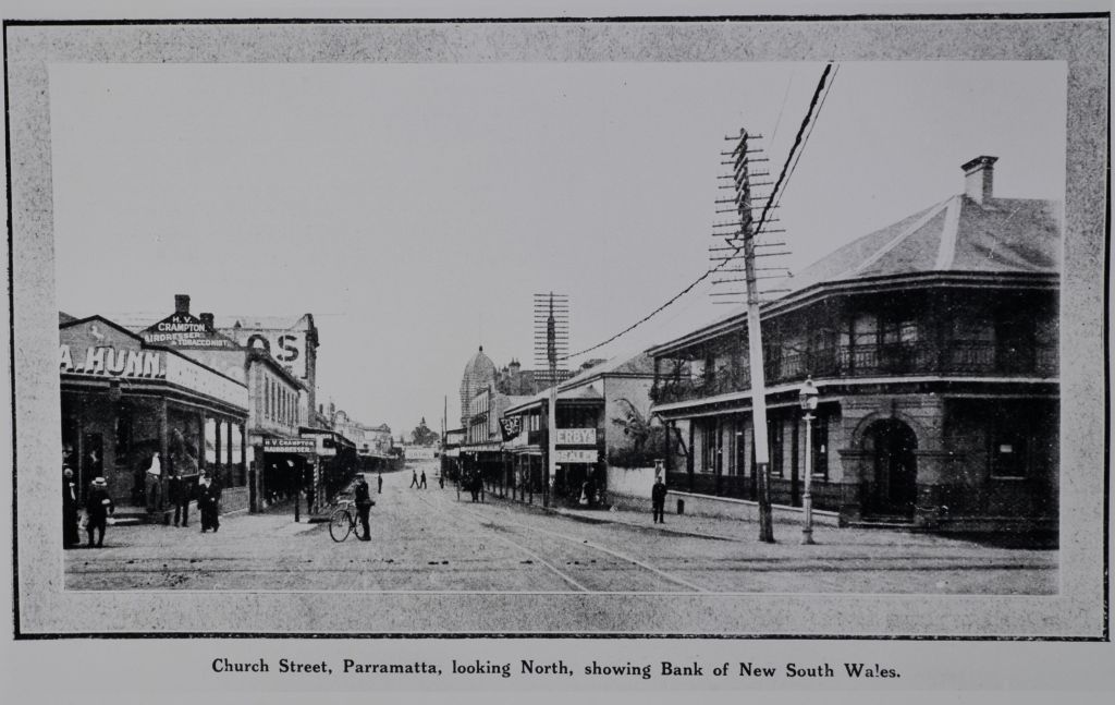 Church Street, Parramatta looking north, showing the Bank of New South Wales, circa 1890