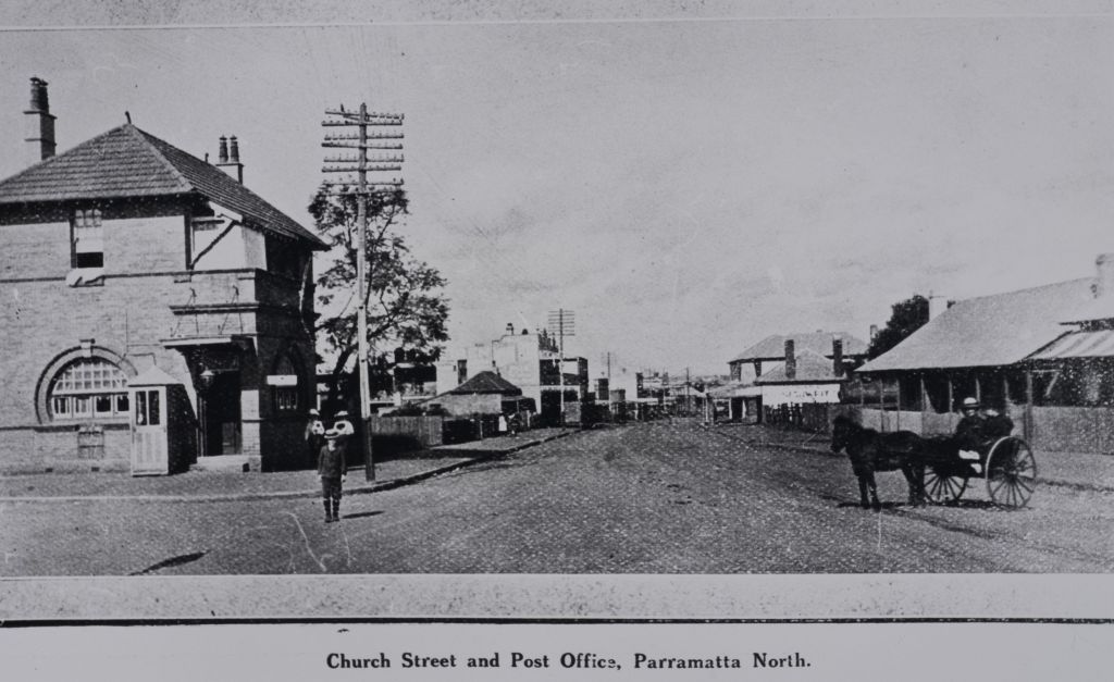 Church Street, North Parramatta, view includes Post Office and a small horse drawn vehicle, ca. 1900s - 1910s