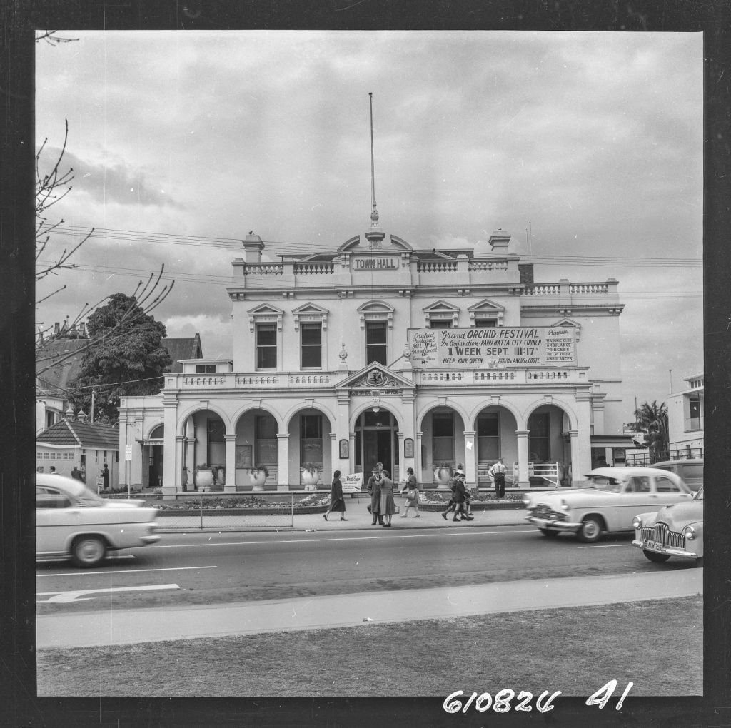 Parramatta Town Hall - Parramatta Ward. Circa 1960s. (from PRS111: Photographic Negatives - Parramatta City Council Engineers' Department) City of Parramatta Archives: PRS111/1371