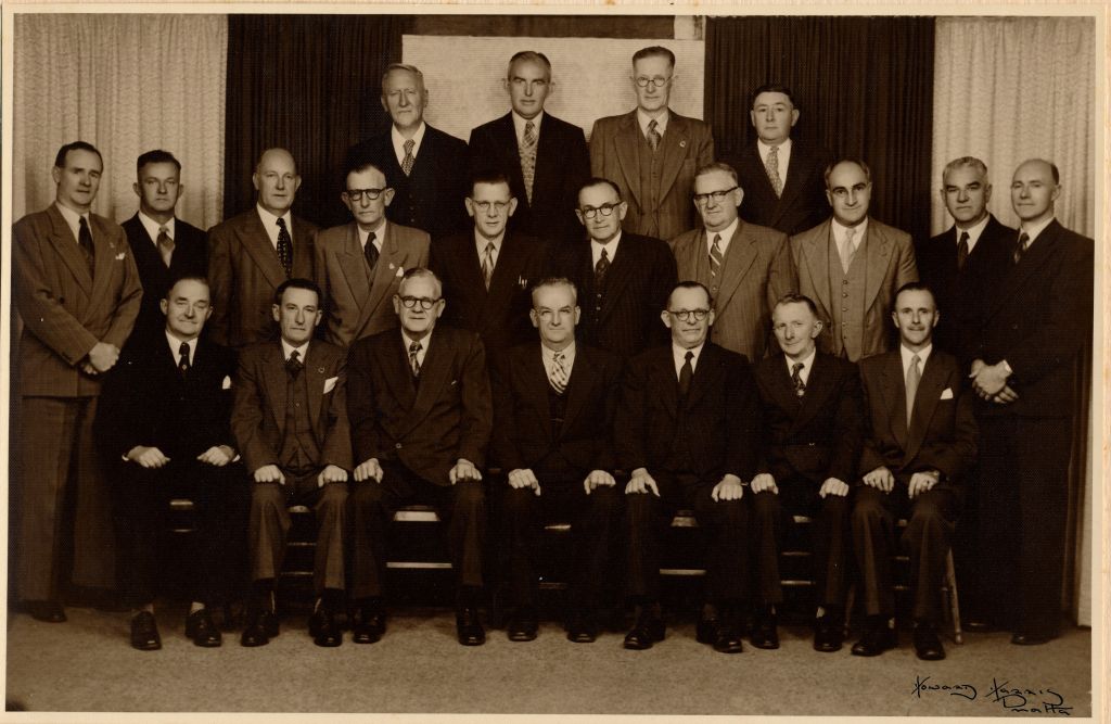 Parramatta City Council Aldermen and Staff 1951-1952 - Group photograph. City of Parramatta Archives: PRS65/002
