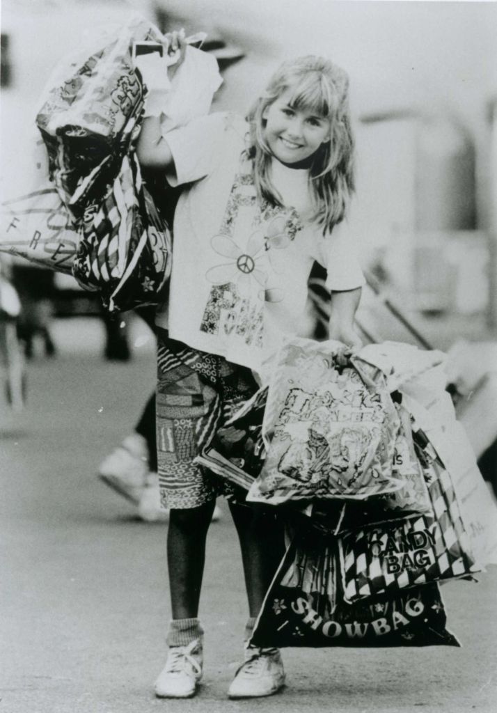 Girl with showbags