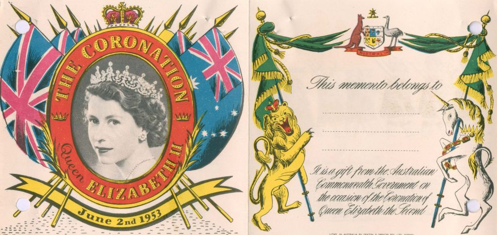 Queens Coronation - Commemorative Booklet for Schoolchildren created by the Commonwealth Government of Australia. A copy sent to the Council. City of Parramatta Archives: Correspondence File 185A