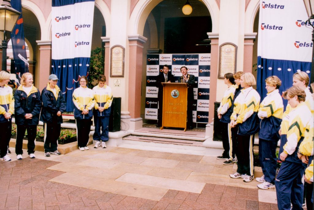 Socceroo Presentation at Parramatta Town Hall, circa 2000s. City of Parramatta Heritage Archives: PRS118.