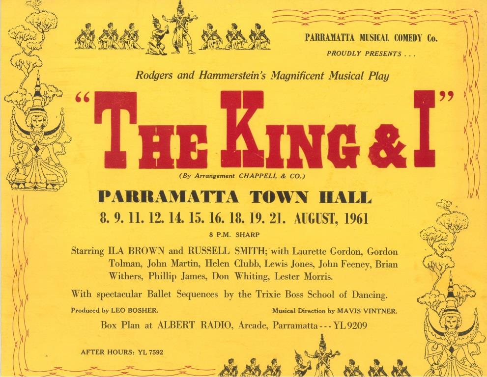 The King and I Poster, Parramatta Musical Comedy Company, 1961. City of Parramatta Cultural Collections: ACC170/005.