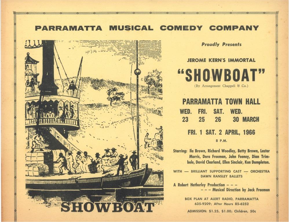 Showboat Poster, Parramatta Musical Comedy Company, 1966. City of Parramatta Cultural Collections: ACC170/018.