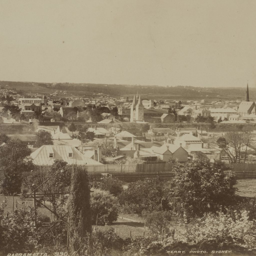 Town View of Parramatta, Kerry Photo 990, circa 1885. Image courtesy of State Library of NSW.