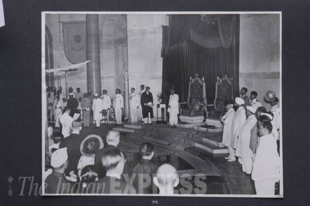 Distinguished audience is seen watching Jawaharlal Nehru delivering his famous 'tryst with destiny' speech on the midnight of August 15, 1947. (Source: Express archive photo)
