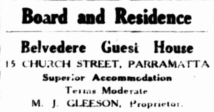 Board and residence : Belvedere guest house (1938, November 16). The Cumberland Argus and Fruitgrowers Advocate, p. 12.