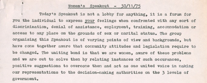 Excerpt of Women's Speak Out Speech