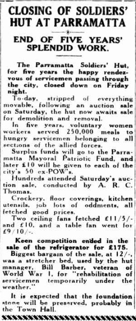 From Cumberland Argus and Fruitgrowers’ Advocate, 5 December 1945, p. 1