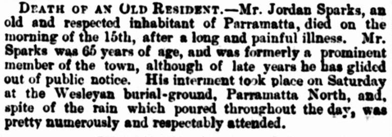 Jordan Sparks in Parramatta. [From our correspondent]. (Source: The Sydney Morning Herald, 19 February 1878, page 7)