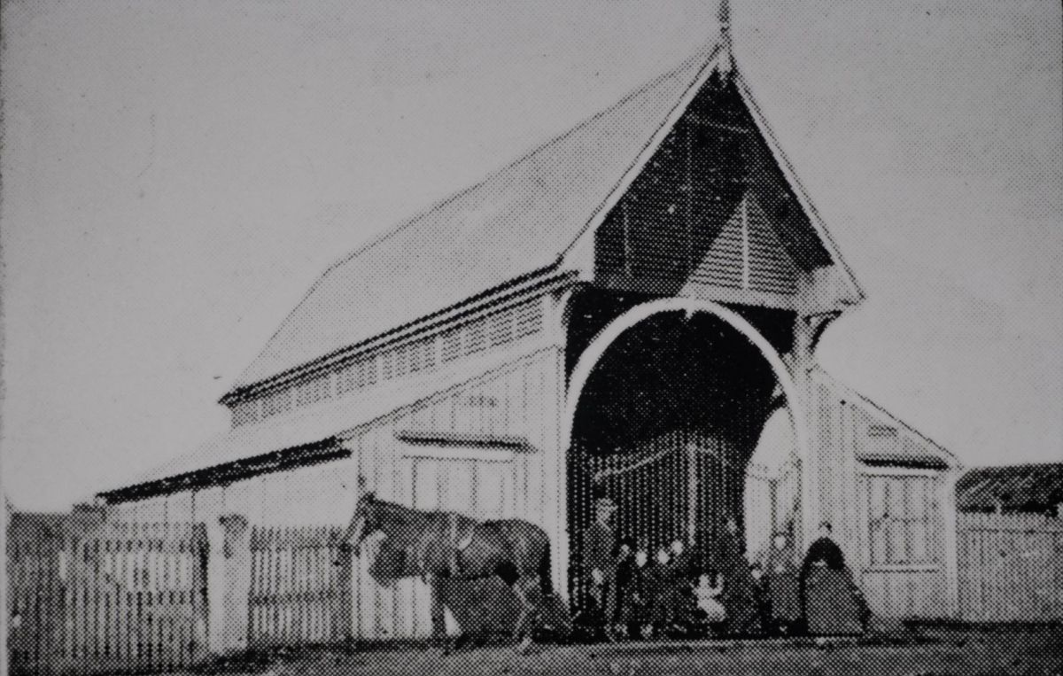 Early Market House, then a hay and corn store, Church Street, Parramatta, ca. 1860s. City of Parramatta Local Studies Library: LSP00566