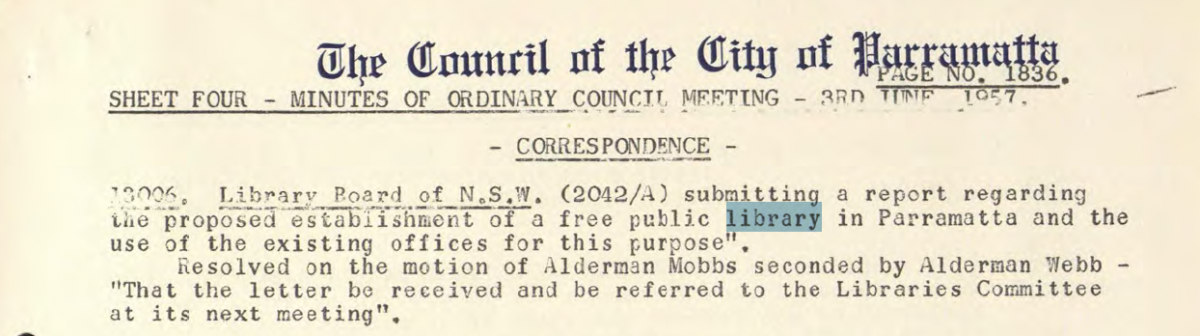 City of Parramatta Meeting Minutes: 3rd June 1957