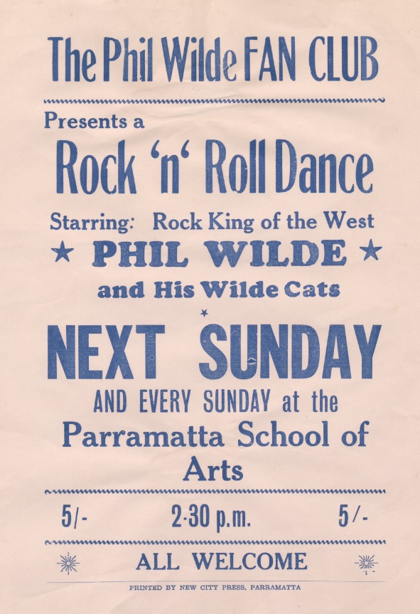 Phil Wilde and the Wildecats Poster. Courtesy of Phil Wilde. 
