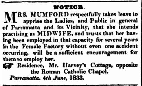Mary Mumford – Female Factory Midwife