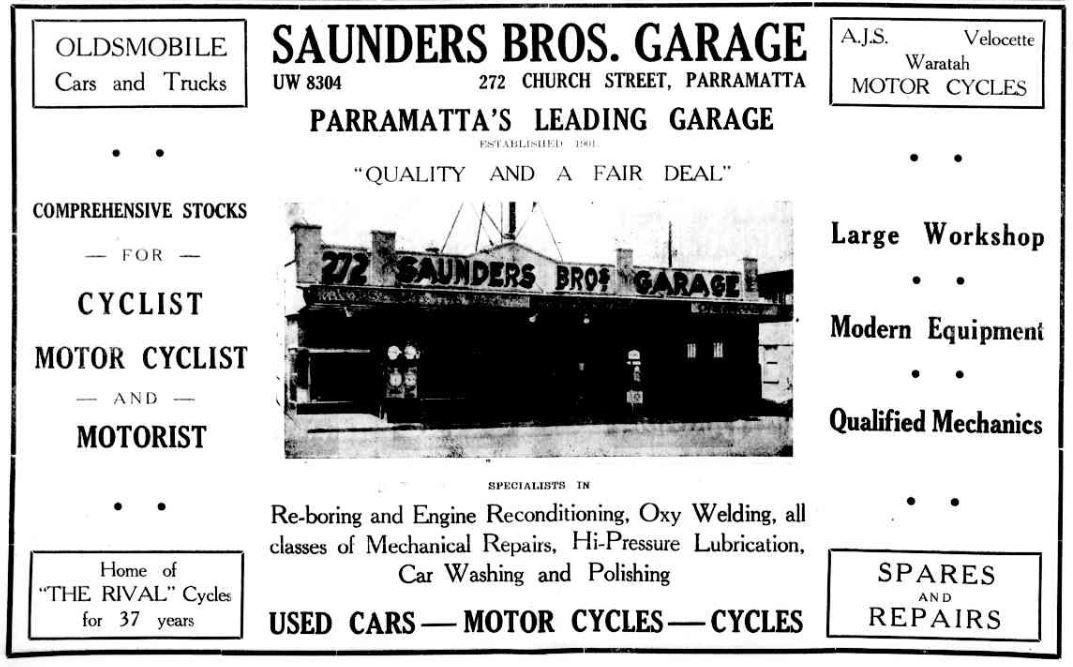 Saunders Brothers Garage – First Bike and Motorcycle Builders in Parramatta