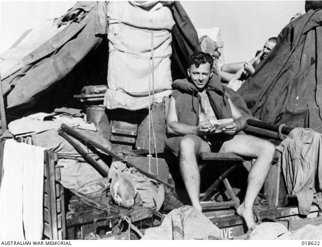 Private Thomas Costello at sea, 1945. Source: Australian War Memorial 018622