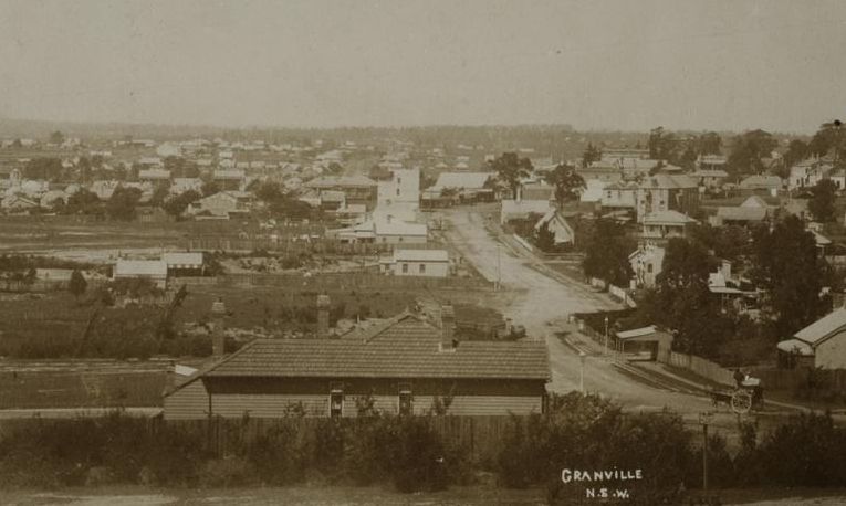 Granville, panoramic view of township, from a postcard, circa 1900s - 1920s. Source: LSP 0687