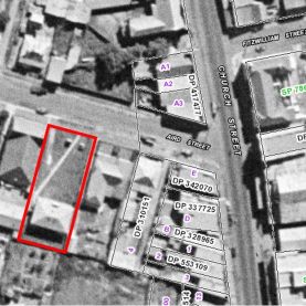 1943 aerial image of 51 Aird Street, Parramatta NSW (section 3, lot 39)  (Source: NSW Spatial Services Six Maps)