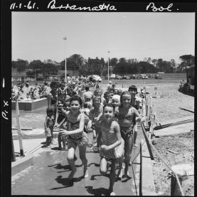children running at opening of Pool in 1959