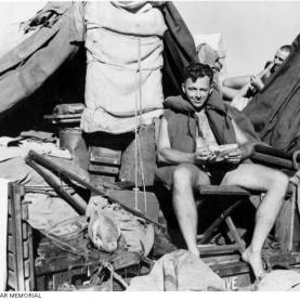 Private Thomas Costello at sea, 1945. Source: Australian War Memorial 018622