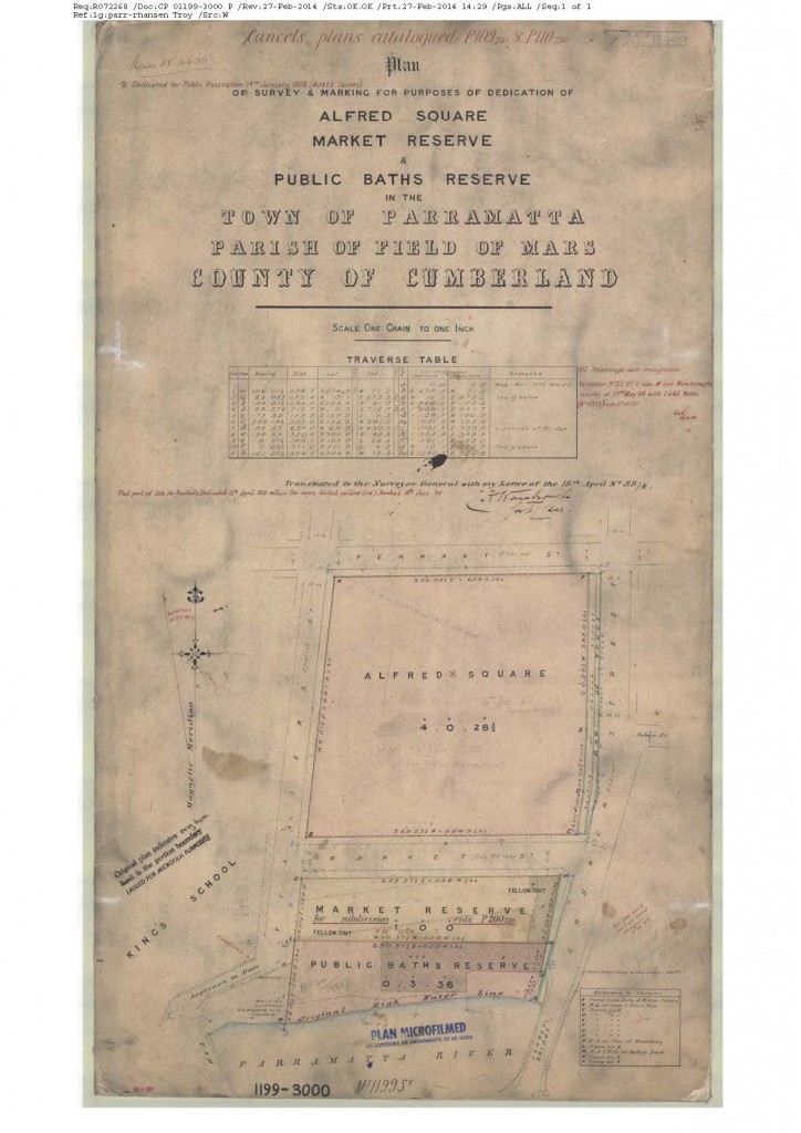 Plan showing the location of the Baths - D03225440 