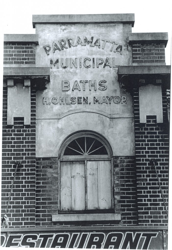 The facade of the Parramatta Baths Building prior to it being demolished