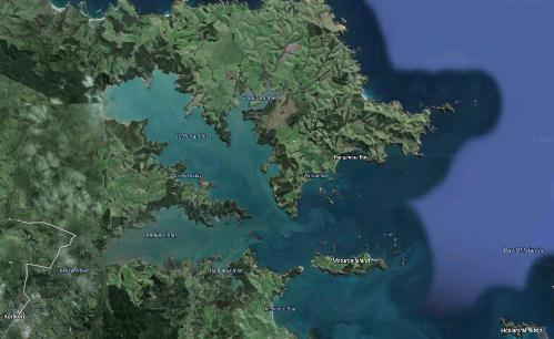 Rangihoua Bay, Bay of Islands, New Zealand, Google maps, September, 2013