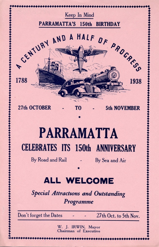 Advertisement for the 150th Anniversary PRS16/016Parramatta Council Archives