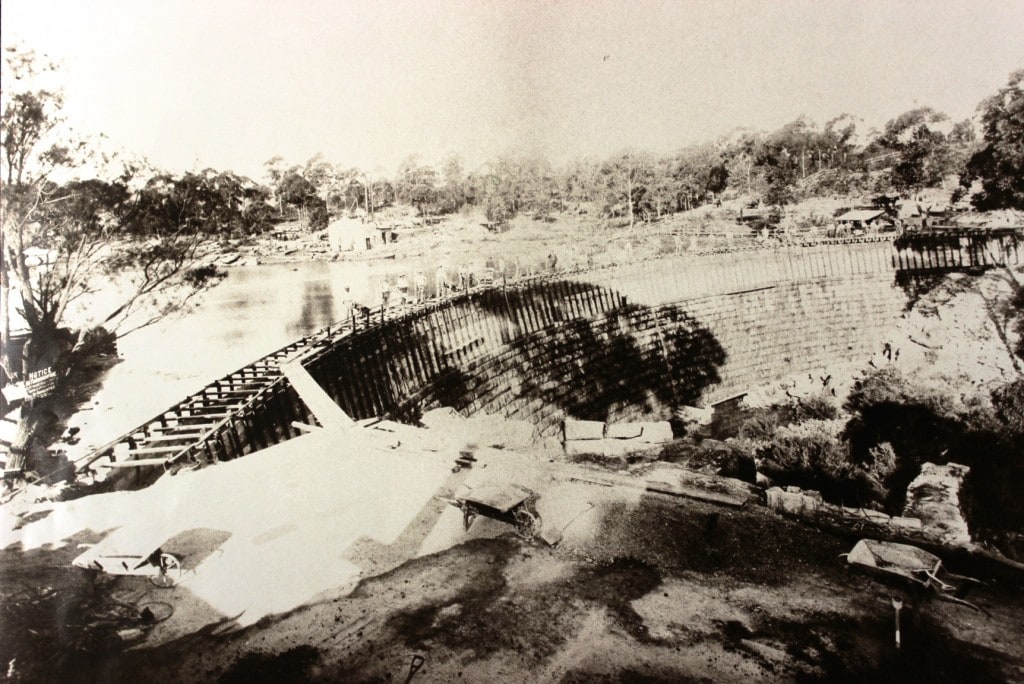 Works to increase the capacity of Parramatta Dam in 1898.