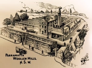 Parramatta Woollen Mills - sourced from Parramatta: The Early Years by Michael Kelson, 1984