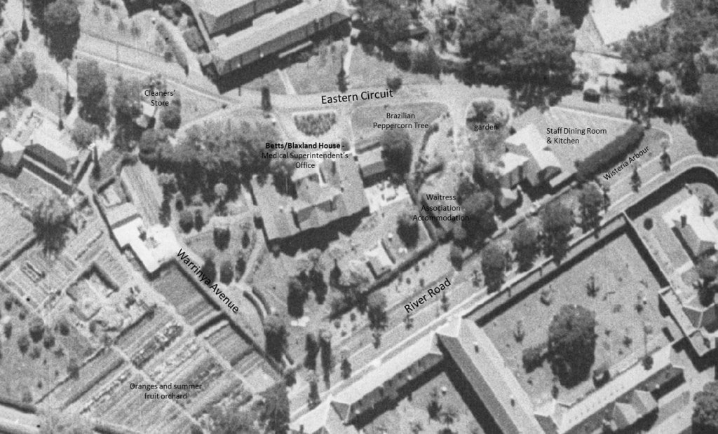 1943 aerial map of Betts/Blaxland House, North Parramatta. (c) Parramatta City Council