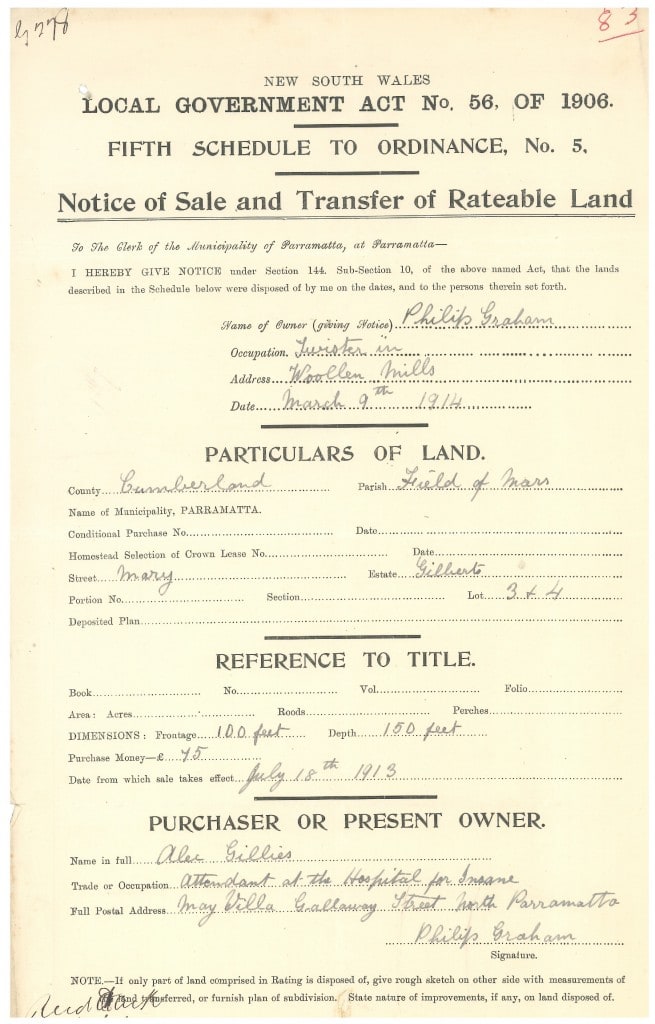 An example of a Notice of Sale and Transfer of Rateable Land