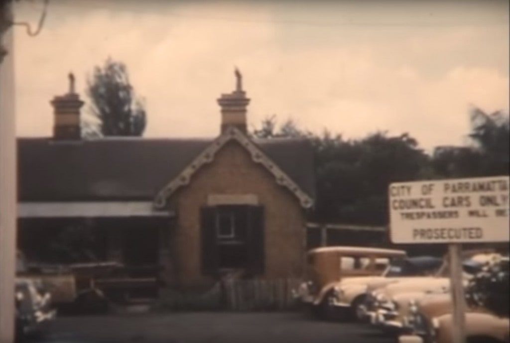Town Clerk's Cottage. Located behind the Town Hall. 1956. Screen grab from PRS77/032
