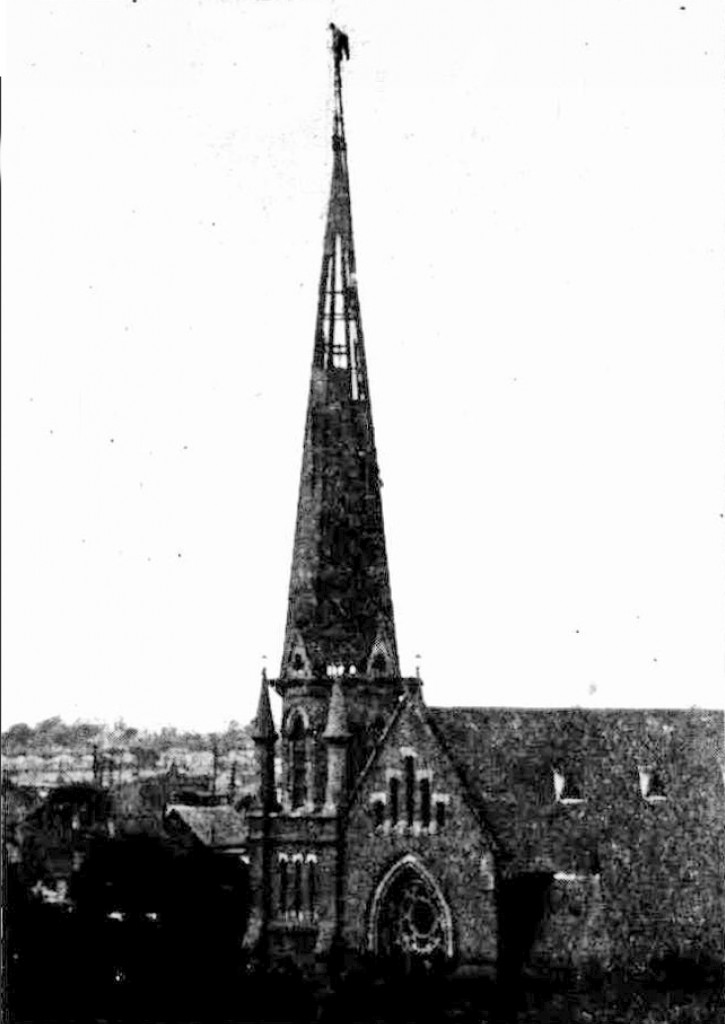 Leigh Memorial Church spire Parramatta, 1919